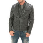 Side Zip Moto Jacket // Grey (M)