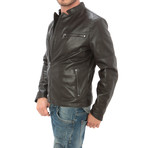 Side Zip Moto Jacket // Dark Brown (XL)