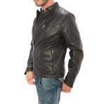 Side Zip Moto Jacket // Dark Brown (XL)