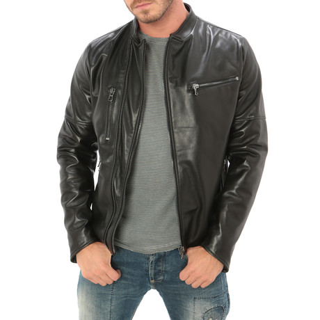 Side Zip Moto Jacket // Black (S)