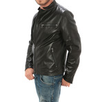 Side Zip Moto Jacket // Black (XL)