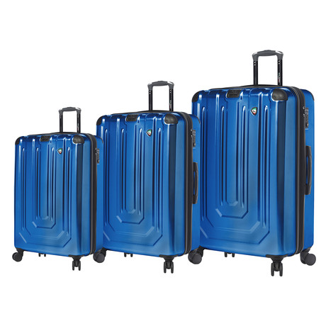 Alluminio Polish Hardside Spinner 3 Piece Set (Blue)