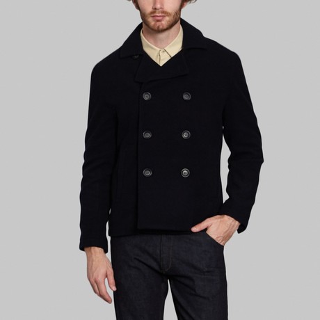 Wool + Cashmere Fisherman Mid Coat // Navy (S)