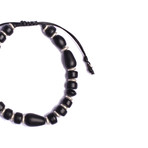 Black Glass + Silver Beaded Bracelet