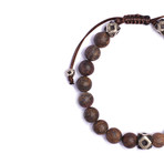 Bronzite + Silver Beaded Bracelet