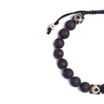 Lava Stone + Silver Beaded Bracelet