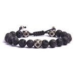 Lava Stone + Silver Beaded Bracelet