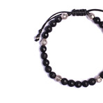 Black Onyx + Silver Beaded Bracelet