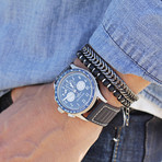 Round Glass + Silver Beaded Bracelet