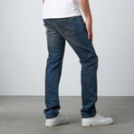 Skinny Jeans // Dark Blue + Brown (36WX32L)
