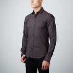 Slim Button Down Shirt // Brown + Navy (L)