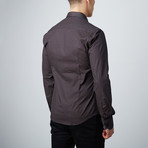 Slim Button Down Shirt // Brown + Navy (M)