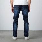 Moto Slim Jean W/ Embossed Detail // Dark Blue (36WX32L)