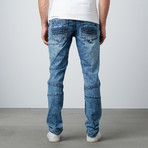 Moto Slim Jean W/ Embossed Detail // Light Blue (38WX32L)