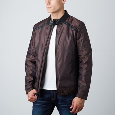 Nylon With Faux Leather Detail // Burgundy (S)