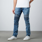 Moto Slim Jean W/ Embossed Detail // Light Blue (38WX32L)