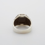 Onyx Patterned Sides Ring (Size 8.5)
