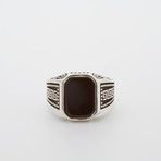 Onyx Patterned Sides Ring (Size 8.5)