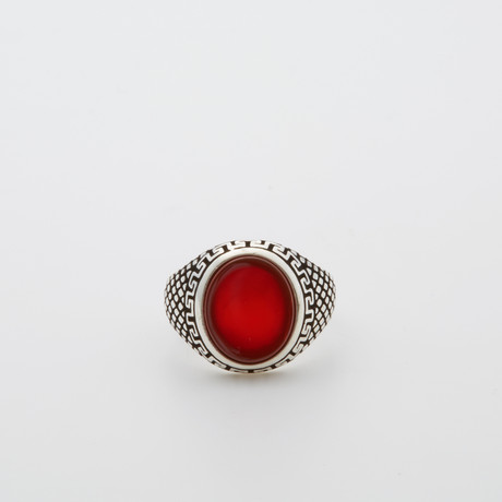 Red Agate Circle Ring (Size 8.5)