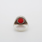 Red Agate Circle Ring (Size 8.5)