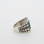 Green Agate Square Ring (Size 8.5)