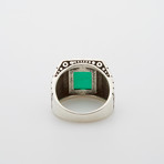 Green Agate Square Ring (Size 8.5)