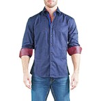 Long-Sleeve Button-Up Shirt // Navy (XL)