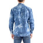 Solid Long-Sleeve Button-Up Shirt // Blue (XS)