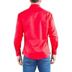 Long-Sleeve Button-Up Shirt // Red (XS)