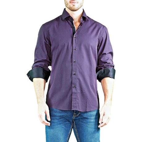 Harris Long-Sleeve Button-Up Shirt // Fuchsia (XS)