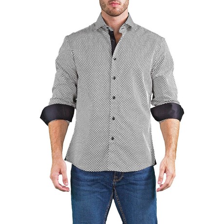 Diamond Long-Sleeve Button-Up Shirt // Black (XS)