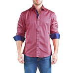 Diamond Long-Sleeve Button-Up Shirt // Red (S)