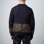 Zip Up Knit Sweater // Navy (M)