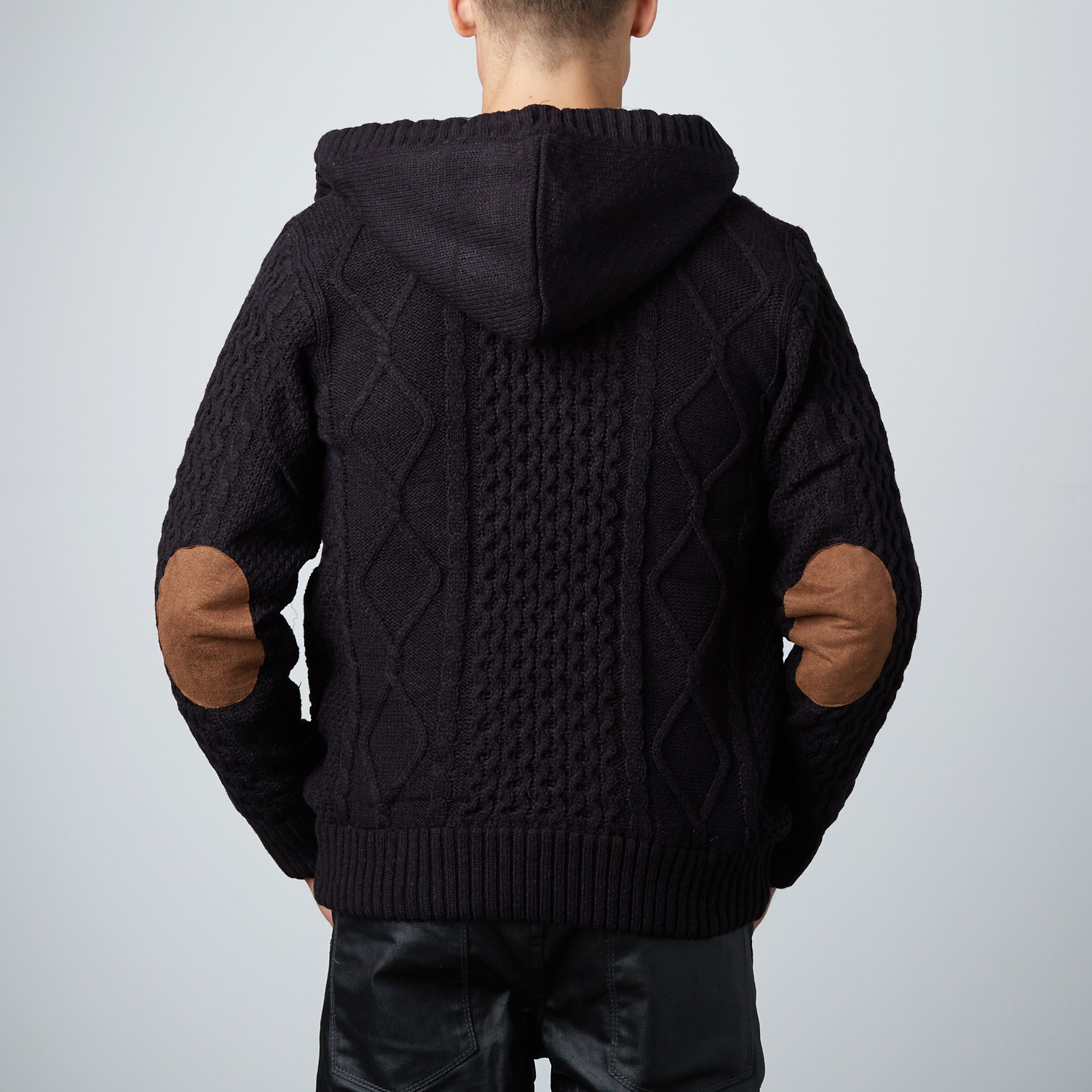 Button-Up Waffle Knit Hoodie // Black (S) - American Stitch