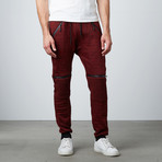 Trimmed Moto Zip Jogger // Red (S)