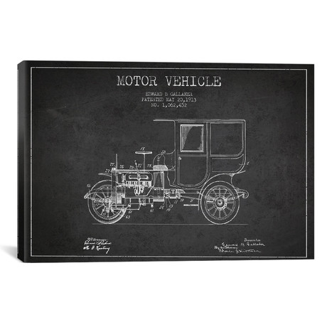 Edward B. Gallaher Motor Vehicle Patent Sketch (26"W x 18"H x 0.75"D)