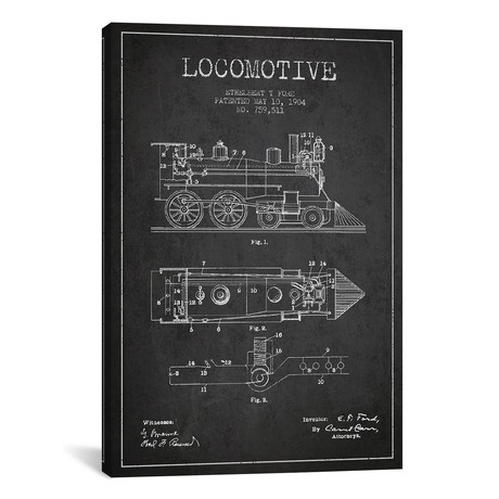 Ethelbert T. Ford Locomotive Pattern Sketch (18"W x 26"H x 0.75"D)