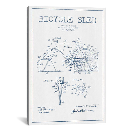 Francis X. Frank Bicycle Sled Patent Sketch (18"W x 26"H x 0.75"D)