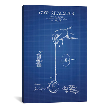 J.L. Haven Yoyo Apparatus Patent Sketch (18"W x 26"H x 0.75"D)