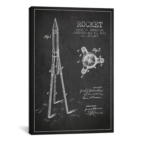 Jacob J. Detwillee Rocket Patent Sketch (18"W x 26"H x 0.75"D)