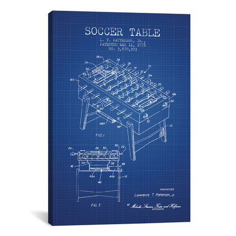 L.T. Patterson, Jr. Soccer Table Patent Sketch (18"W x 26"H x 0.75"D)