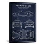 Porsche Corporation Porsche Patent Sketch (Navy Blue) // Aged Pixel (12"W x 18"H x 0.75"D)