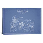 Arthur H.W. Yordi Motorcycle Patent Sketch // Blue (26"W x 18"H x 0.75"D)