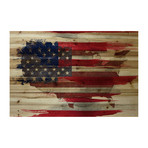 Behind Red Stripes Print on Natural Pine Wood (12"H x 18"W x 1.5"D)