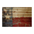 Texas Pride Painting Print on Natural Pine Wood (18"W x 12"H x 1.5"D)