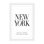 Lat and Long NY // Framed Painting Print (12"W x 18"H x 1.5"D)