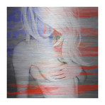 Gorgeous Blonde Patriot Painting Print on Metal (18"W x 18"H x 1.5"D)