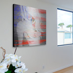 Gorgeous Blonde Patriot Painting Print on Metal (18"W x 18"H x 1.5"D)