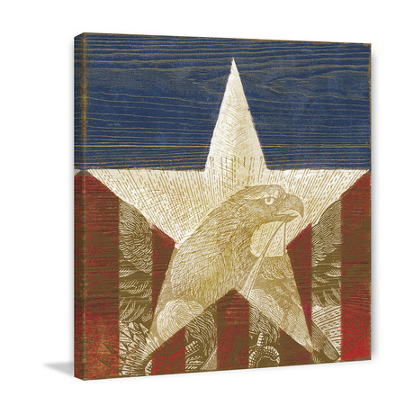 American Eagle Star Painting Print // Wrapped Canvas (18"W x 18"H x 1.5"D)