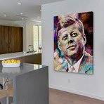 JFK In Color Painting Print // Wrapped Canvas (12"W x 18"H x 1.5"D)